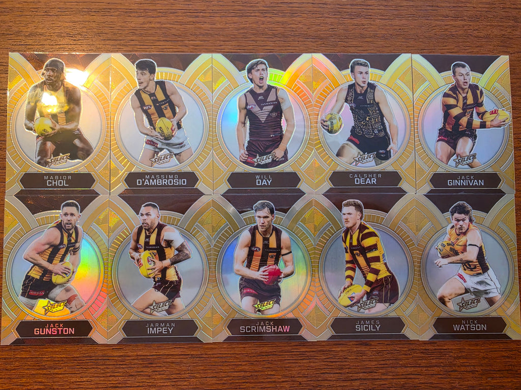 2026 AFL Footy Stars Luminous Base Team Set - Hawthorn Hawks (10 Cards)