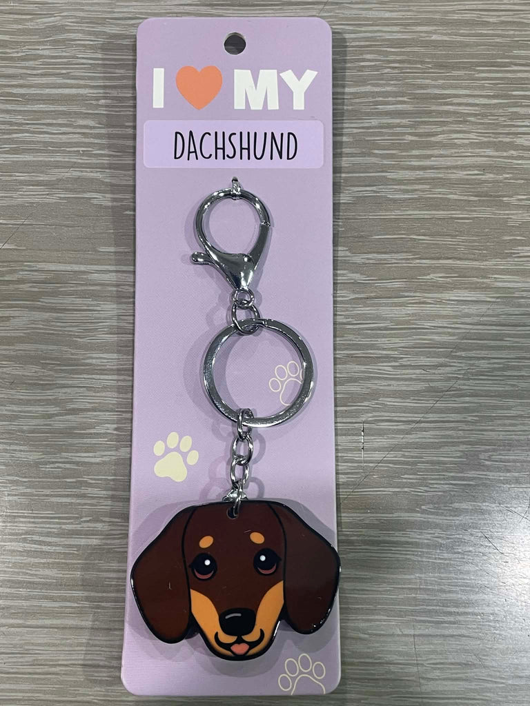 I Love My Dachshund (Brown) Keyring | I Love My Cat & Dog Keyrings