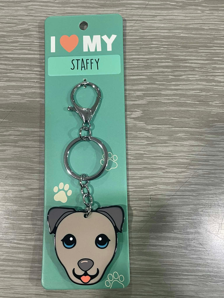 I Love My Staffy Keyring | I Love My Cat & Dog Keyrings