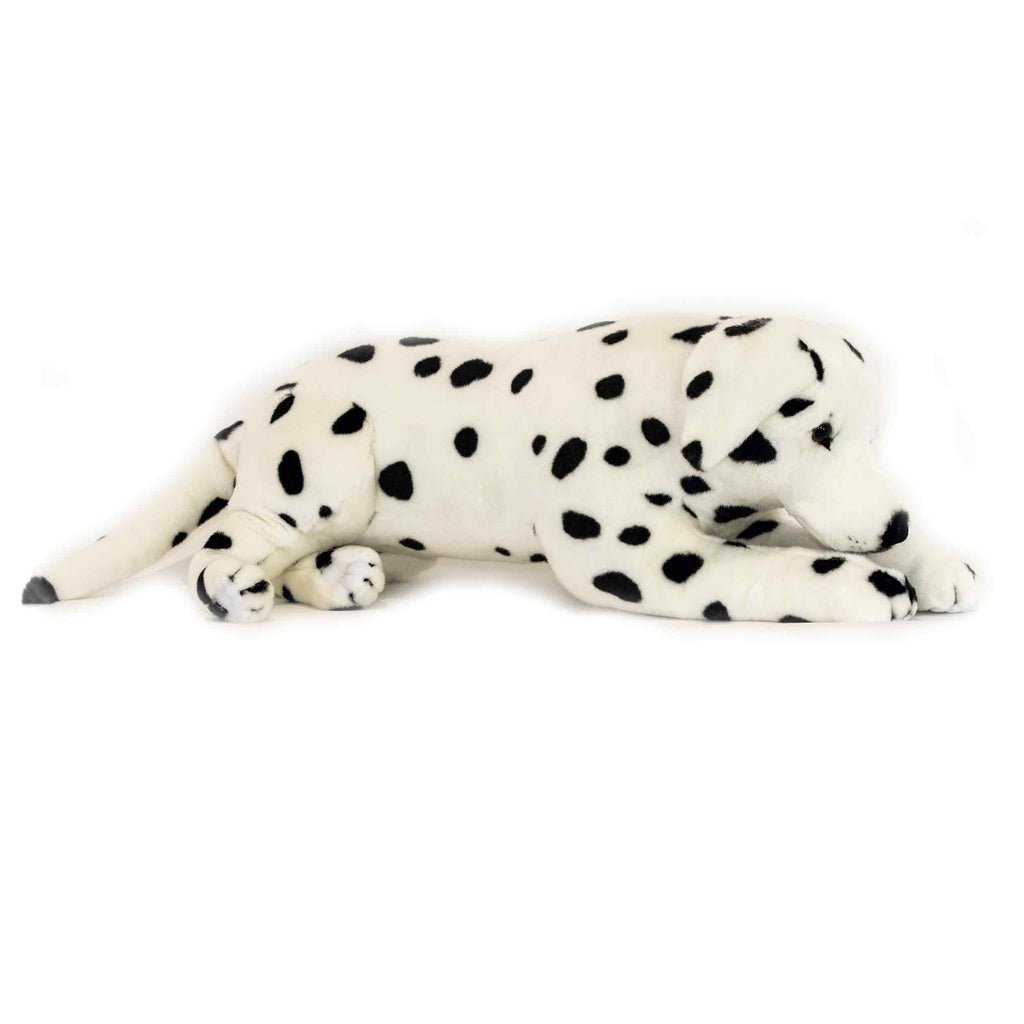 Denzel the White with Black Spots Dalmation. 62cm Lying down plush animal from Bocchetta.