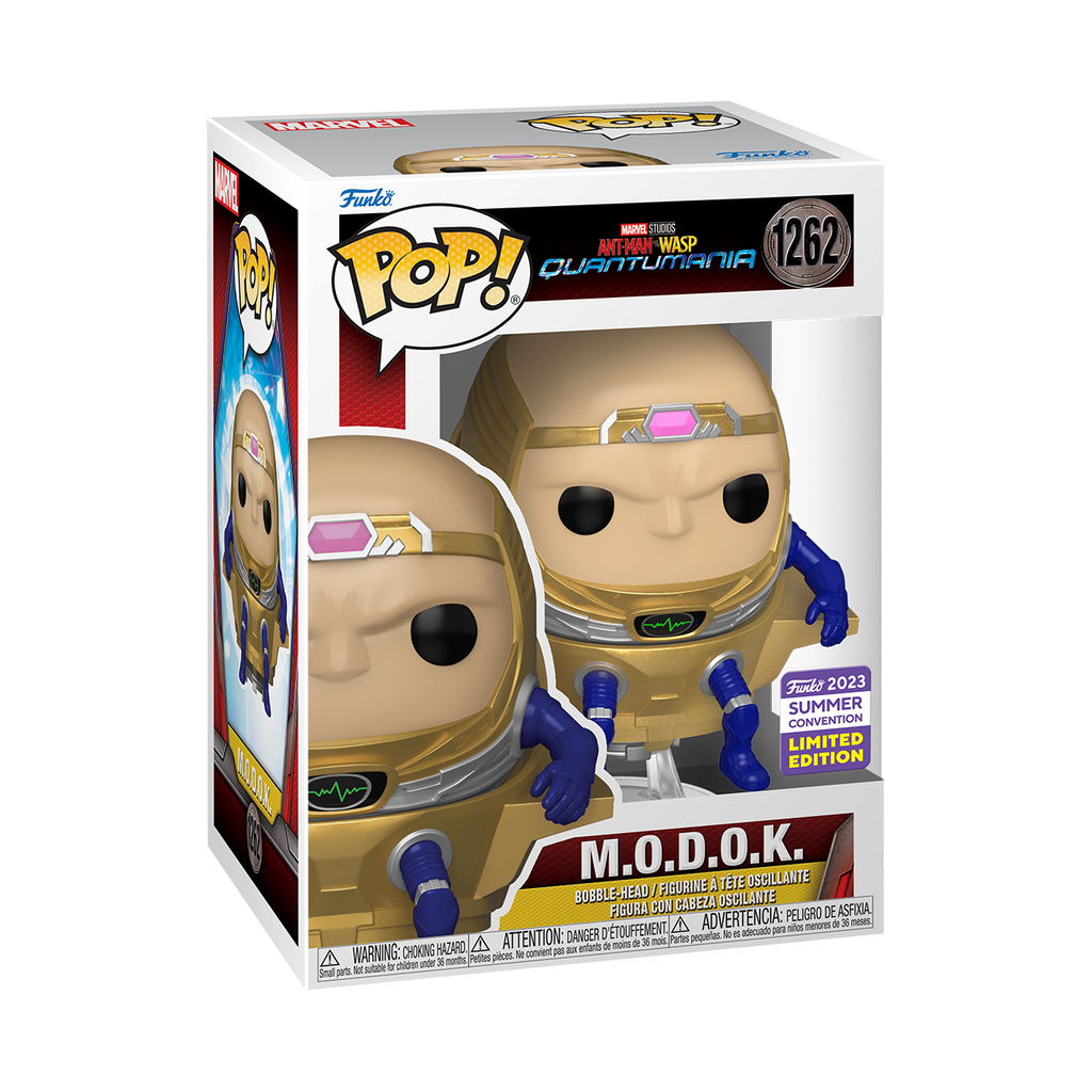 Funko Pop! Vinyl figure of Marvel's Antman 3 character M.O.D.O.K unmasked from the SDCC23 release.