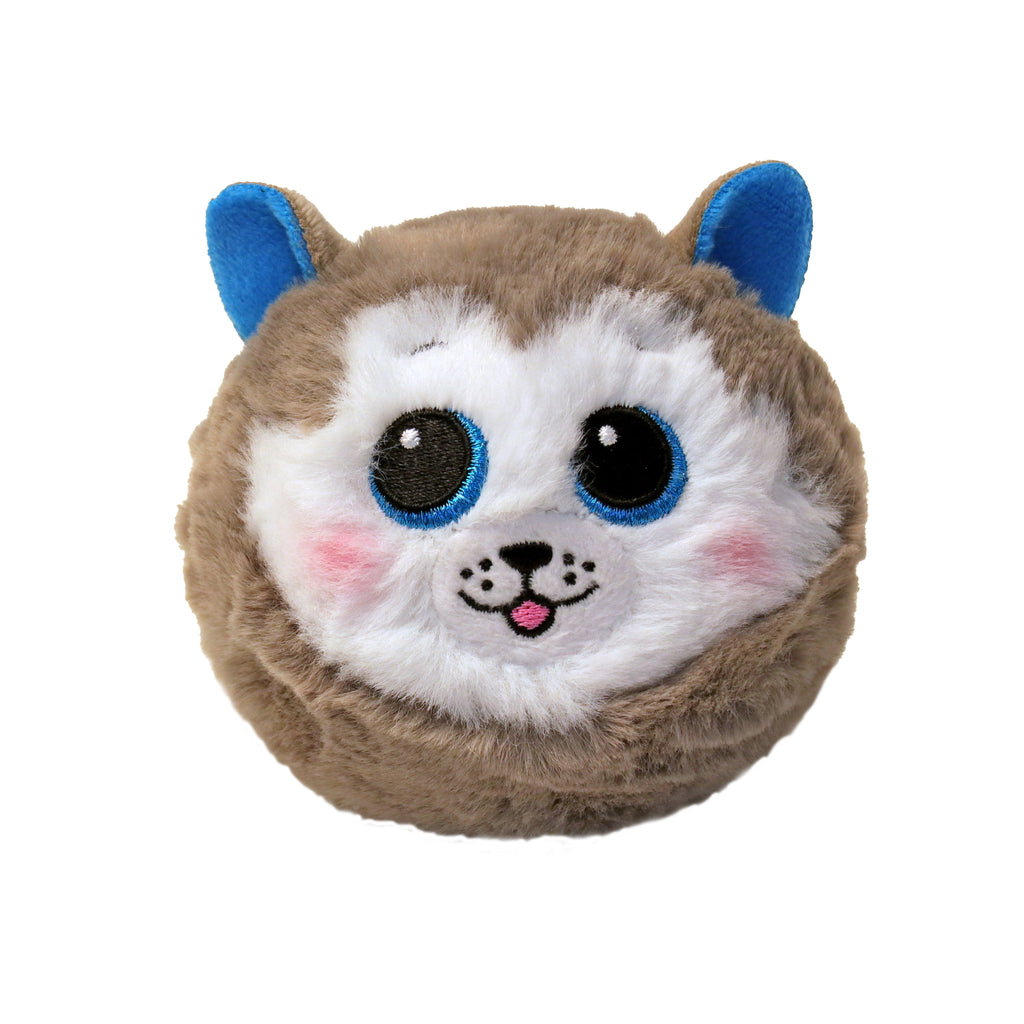 Slush the Grey Husky TY Beanie Bouncer plush toy with soft grey and white fur and large stitched eyes