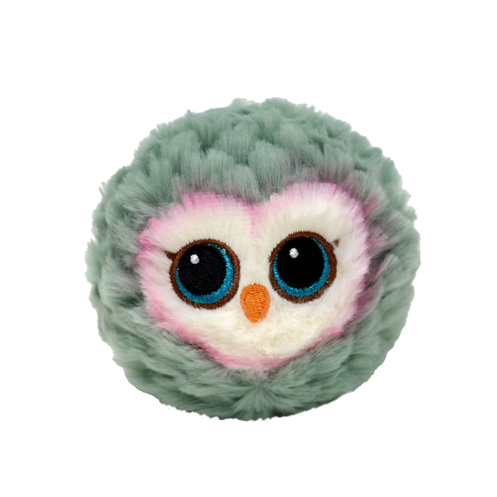 Feathers the Gray Owl TY Beanie Bouncer plush toy with large stitched eyes and soft grey fur