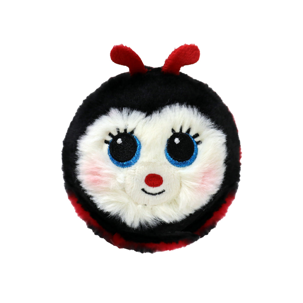Buggie the Red Ladybug TY Beanie Bouncer plush toy with red plush, black spots and large stitched eyes