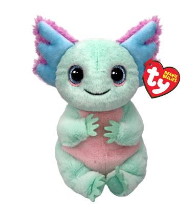 TY regular size Beanie Boo of Alex the pastel Axolotl.