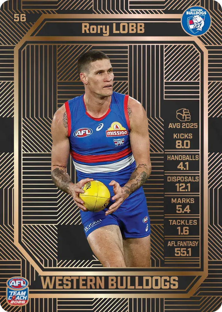 Teamcoach 2026 Base Bronze Card #56 Rory Lobb - Western Bulldogs