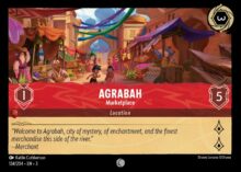 Disney Lorcana: Into the Inklands set 3. Agrabah "Marketplace" common trading card.