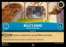 Disney Lorcana: Into the Inklands set 3. Belle's House "Maurice's Workshop" rare trading card.