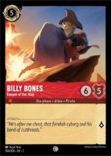 Disney Lorcana: Into the Inklands set 3. Billy Bones "Keeper of the Map" common trading card.