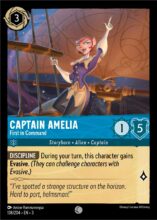 Disney Lorcana: Into the Inklands set 3. Captain Amelia "First in Command" common trading card.