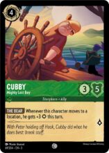 Disney Lorcana: Into the Inklands set 3. Cubby "Mighty Lost Boy" common trading card.
