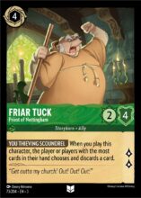 Disney Lorcana: Into the Inklands set 3. Friar Tuck "Priest of Nottingham" uncommon trading card.