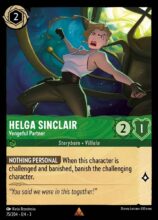 Disney Lorcana: Into the Inklands set 3. Helga SInclair "Femme Fatale" super rare trading card.