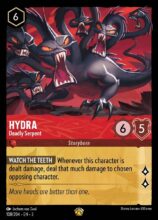 Disney Lorcana: Into the Inklands set 3. Hydra "Lethal Serpent" legendary trading card.