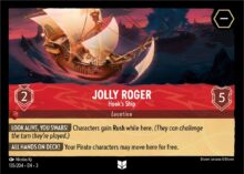 Disney Lorcana: Into the Inklands set 3. Jolly Roger "Hook's Ship" uncommon trading card.