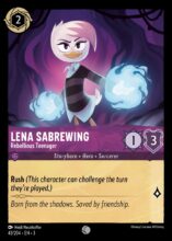 Disney Lorcana: Into the Inklands set 3. Lena Sabrewing "Rebellious Teenager" common trading card.