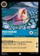 Disney Lorcana: Into the Inklands set 3. Maid Marian "Delightful Dreamer" common trading card.