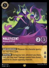 Disney Lorcana: Into the Inklands set 3. Maleficent "Mistress of all Evil" Legendary trading card.
