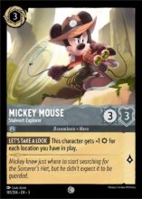 Disney Lorcana: Into the Inklands set 3. Mickey Mouse "Stalwart Explorer" Common trading card.