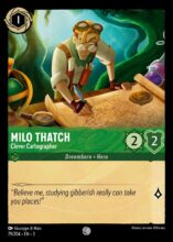 Disney Lorcana: Into the Inklands set 3. Milo Thatch "Clever Cartographer" common trading card.