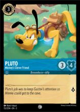 Disney Lorcana: Into the Inklands set 3. Pluto "Mickey's Clever Friend" common trading card.
