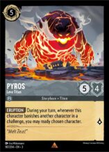Disney Lorcana: Into the Inklands set 3. Pyros "Lava Titan" rare trading card.