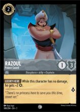Disney Lorcana: Into the Inklands set 3. Razoul "Palace Guard" common trading card.