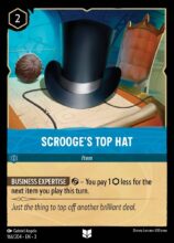 Disney Lorcana: Into the Inklands set 3. Scrooge's Top Hat uncommon trading card.
