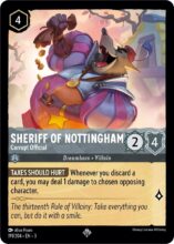 Disney Lorcana: Into the Inklands set 3. Sheriff of Nottingham "Corrupt Official" Super Rare trading card.