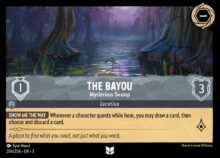 Disney Lorcana: Into the Inklands set 3. The Bayou "Mysterious Swamp" Uncommon trading card.