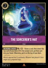Disney Lorcana: Into the Inklands set 3. The Sorcerer's Hat rare trading card.