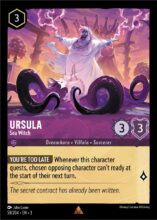 Disney Lorcana: Into the Inklands set 3. Ursula "Sea Witch" rare trading card.