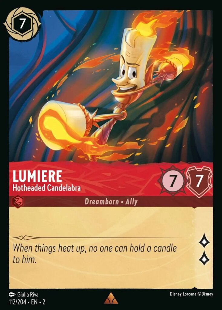 Lorcana - Floodborn - #112/204 - Lumiere - Hotheaded Candelabra - Rare   Funporium