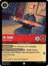 Disney Lorcana set 4 Ursula's Return. Fa Zhou "Mulan's Father" common trading card.