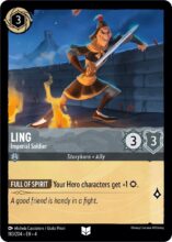 Disney Lorcana set 4 Ursula's Return. Ling "Imperial Soldier" uncommon trading card.