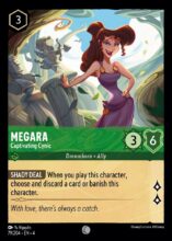 Disney Lorcana set 4 Ursula's Return. Megara "Captivating Cynic" common trading card.