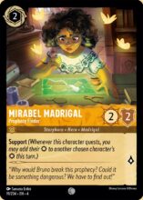 Disney Lorcana set 4 Ursula's Return. Mirabel Madrigal "Prophecy Finder" common trading card.