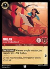 Disney Lorcana set 4 Ursula's Return. Mulan "Enemy of Entanglement" uncommon trading card.