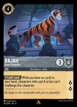Disney Lorcana set 4 Ursula's Return. Rajah "Royal Protector" rare trading card.