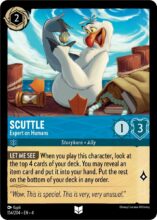 Disney Lorcana set 4 Ursula's Return. Scuttle "Expert on Humans" uncommon trading card.