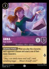 Disney Lorcana set 5 Shimmering Skies. Anna "Eager Acolyte" common trading card.