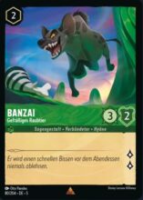 Disney Lorcana set 5 Shimmering Skies. Banzai "Voracious Predator" rare trading card.