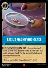 Disney Lorcana set 5 Shimmering Skies. Basil's Magnifying Glass rare trading card.