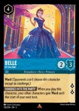 Disney Lorcana set 5 Shimmering Skies. Belle "Of the Ball" Rare trading card.