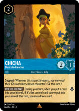 Disney Lorcana set 5 Shimmering Skies. Chicha "Dedicated Mother" rare trading card.