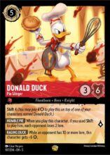 Disney Lorcana set 5 Shimmering Skies. Donald Duck "Pie Slinger" legendary trading card.