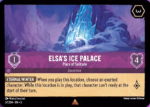 Disney Lorcana set 5 Shimmering Skies. Elsa's Ice Palace "A Place of Solitude" rare trading card.