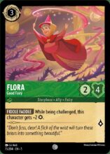 Disney Lorcana set 5 Shimmering Skies. Flora "Good Fairy" common trading card.