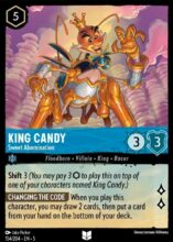 Disney Lorcana set 5 Shimmering Skies. King Candy "Sweet Abomination" uncommon trading card.