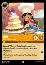 Disney Lorcana set 5 Shimmering Skies. Lilo "Junior Cake Decorator" common trading card.